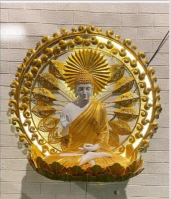 Big round budha with light metal