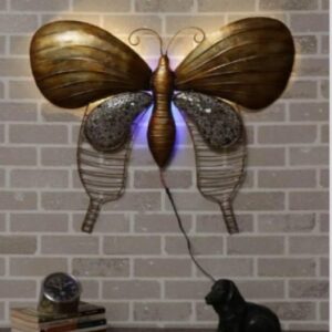 Wall metal butterfly with light